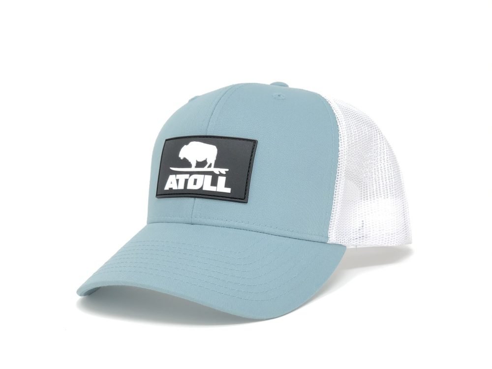 Atoll buffalo on a surf board