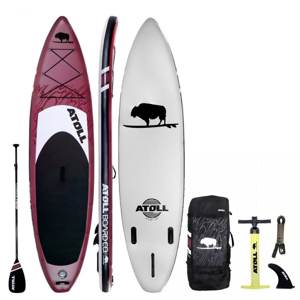 Red 11 ft iSUP inflatable stand up paddle board