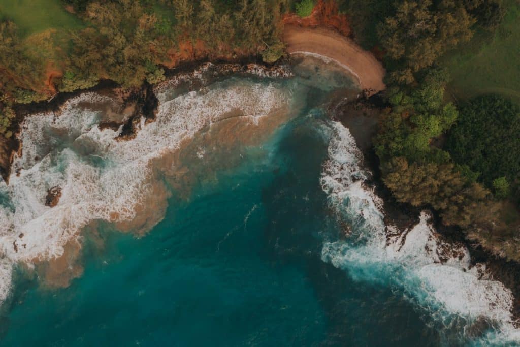 Overhead View of Scenic Hawaiian Beach