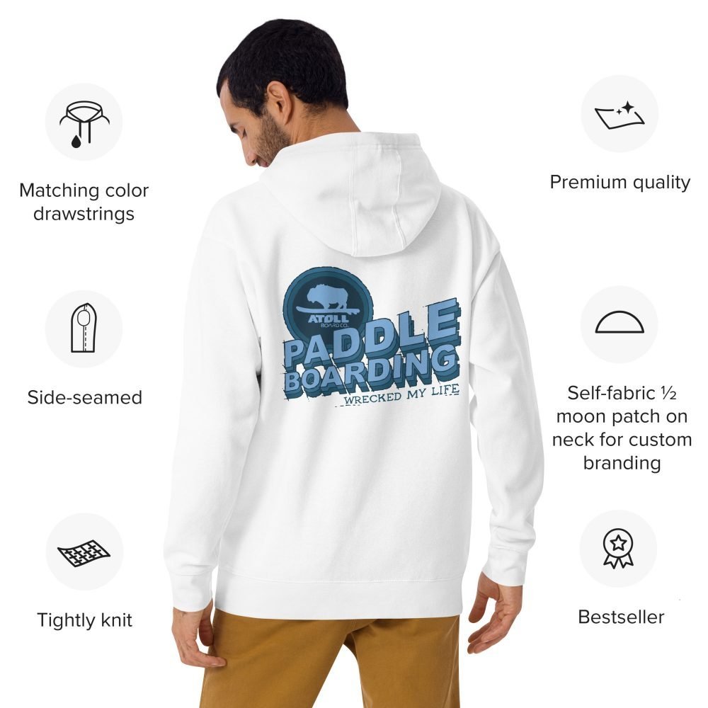 Unisex Hoodie with Atoll Paddle Boarding Wrecked My Life Graphic - Image 3