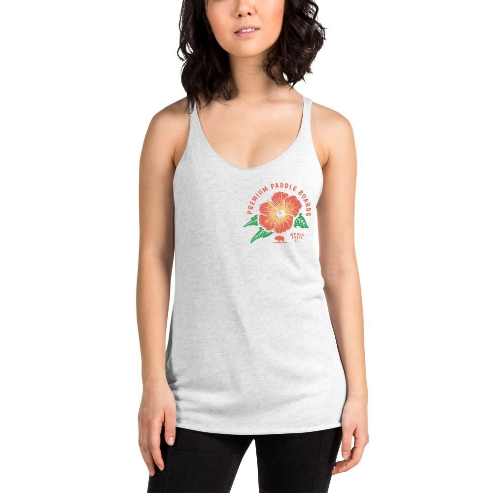 Women's Racerback Tank with Atoll Paddle Board Island Flower Graphic - Image 10