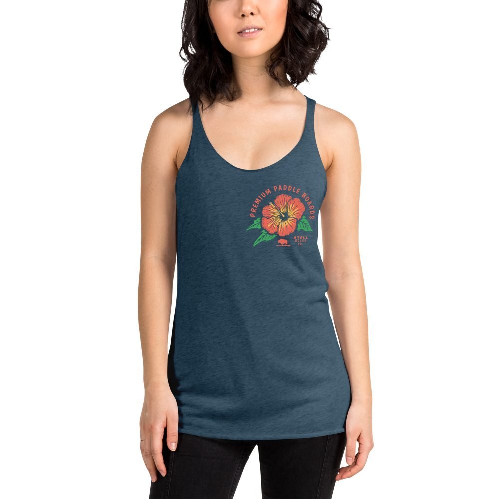 Women's Racerback Tank with Atoll Paddle Board Island Flower Graphic - Image 8