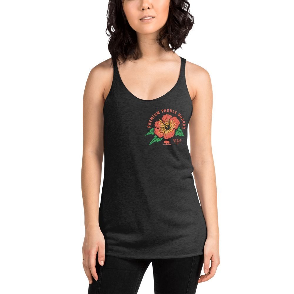 Women's Racerback Tank with Atoll Paddle Board Island Flower Graphic - Image 2