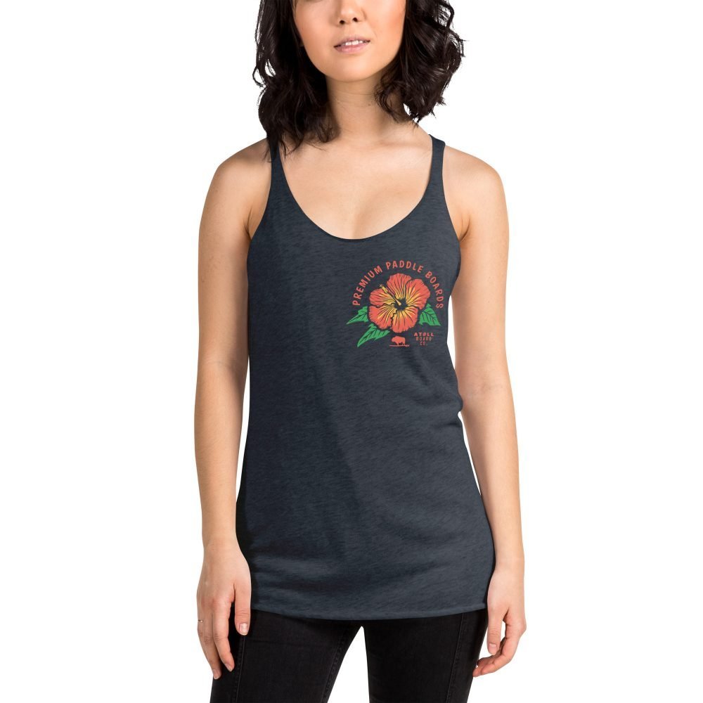 Women's Racerback Tank with Atoll Paddle Board Island Flower Graphic - Image 4